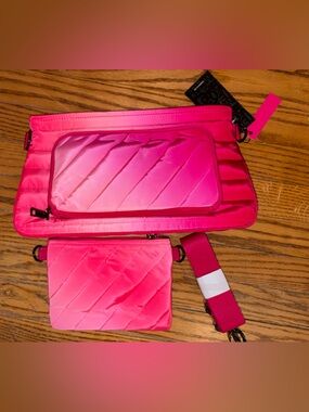 THINK ROYLN Hot Pink Quilted Crossbody Set